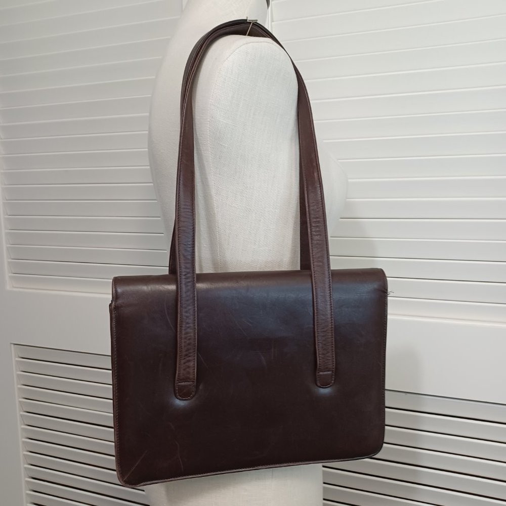 Johnny Farah Vintage Brown Leather Shoulder Bag - Picture 12 of 13